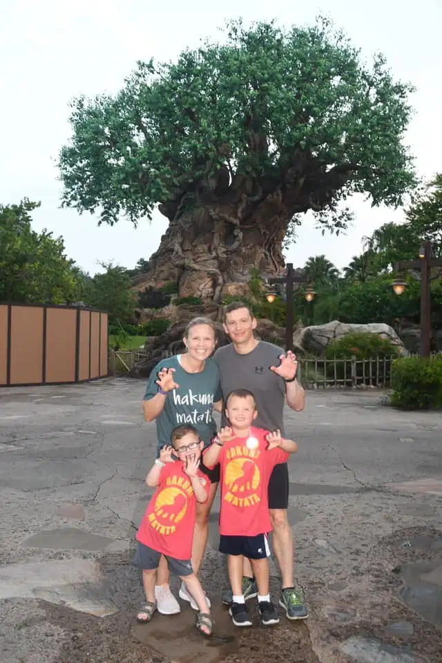 Family at Animal Kingdom tree - Disney World Review
