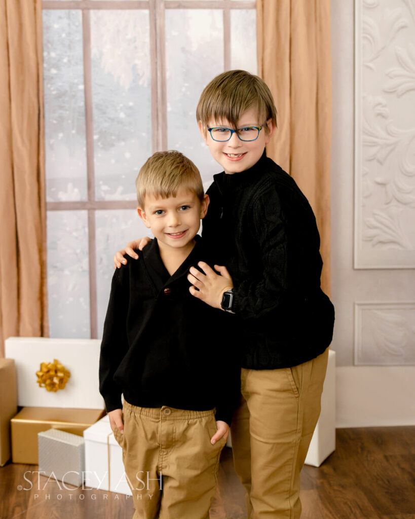brothers at Christmas Mini Sessions in Columbus, Ohio