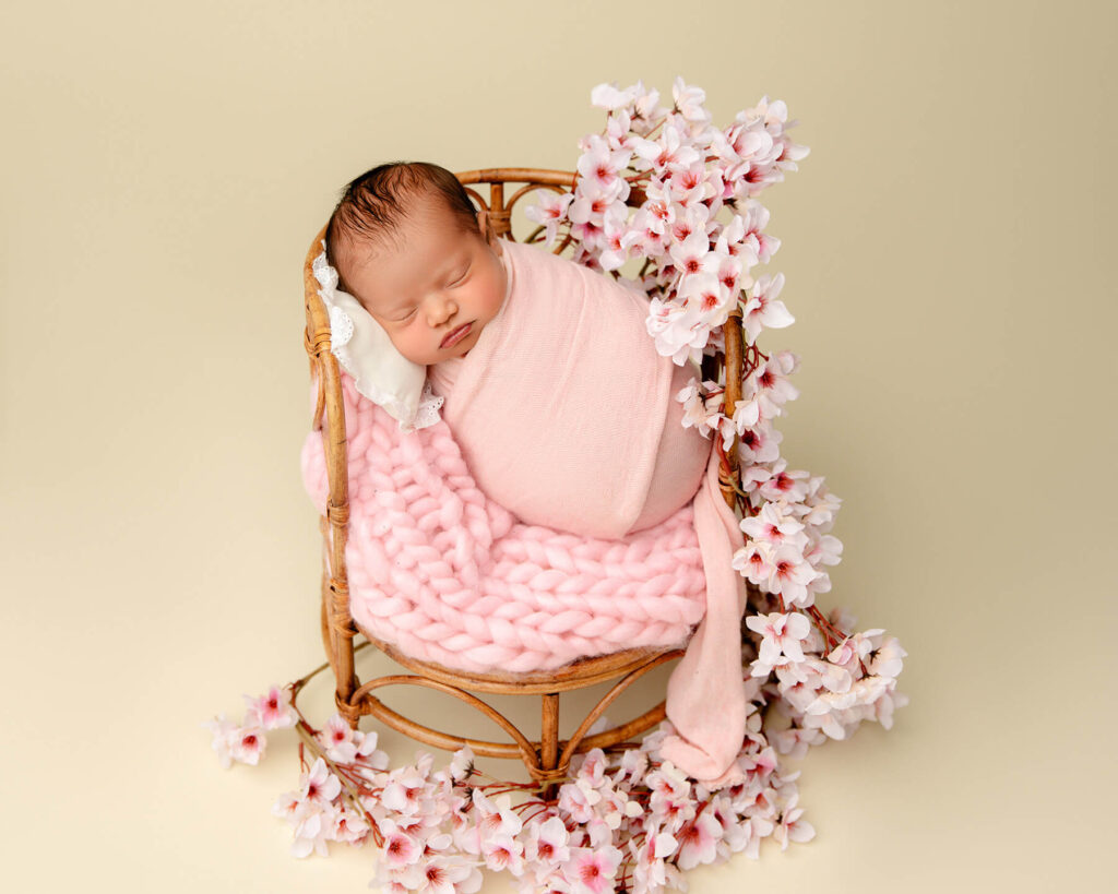 Columbus newborn photography cherry blossoms