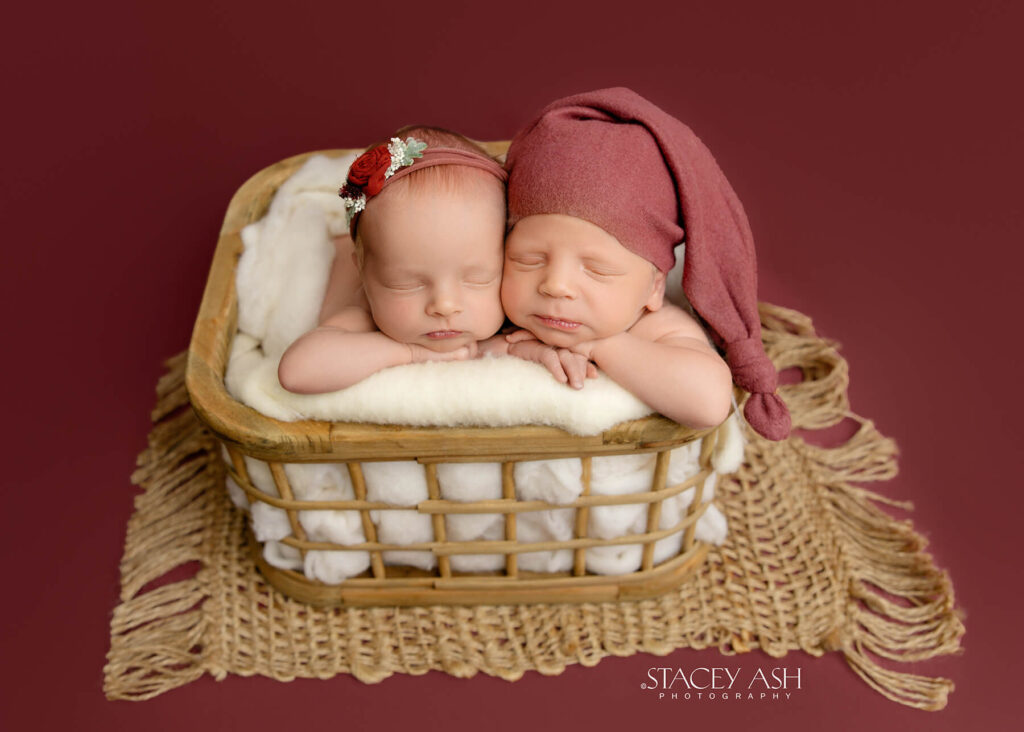 twins in a basket photographed in Columbus, Ohio